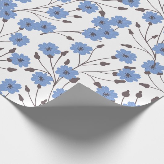 Blaue Blumen Geschenkpapier (Ecke)