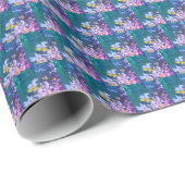 Blaue Blumen Geschenkpapier (Rolleneckpunkt)
