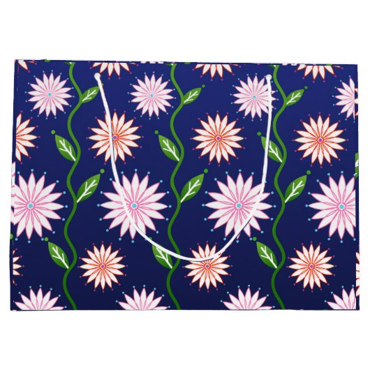 Blaue Blumen-Geschenktasche Große Geschenktüte (Rückseite)