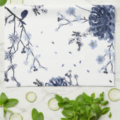 Blaue Blumen Geschirrtuch (Gefaltet)
