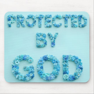 blaue Blumen geschützt von Gott christlicher Glaub Mousepad
