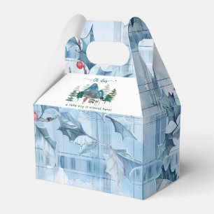 Blaue Blumen-Gingham oh Hirsch Baby-Party Geschenkschachtel