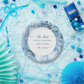Blaue Blumen-Gingham Oh Hirsch Baby-Party Pappteller (Party)