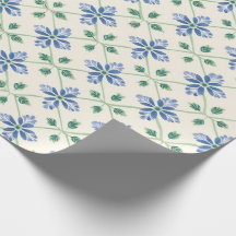 Blaue Blumen-Gitter-Gartenparty-Geschenkpapier