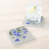 Blaue Blumen Glasuntersetzer (Schrägansicht)