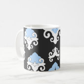 Blaue Blumen Grauer Hintergrund Muster Kaffeetasse (Vorderseite Links)
