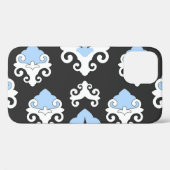 Blaue Blumen Graues Hintergrundmuster Case-Mate iPhone Hülle (Rückseite (Horizontal))