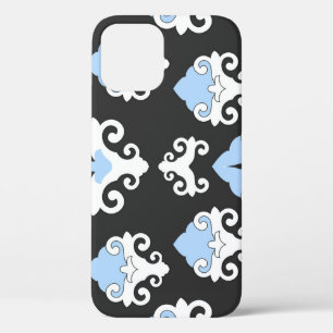 Blaue Blumen Graues Hintergrundmuster Case-Mate iPhone Hülle