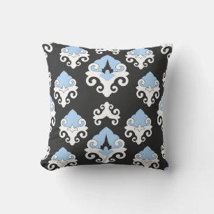 Blaue Blumen Graues Hintergrundmuster Kissen