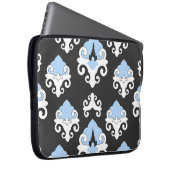 Blaue Blumen Graues Hintergrundmuster Laptopschutzhülle (Vorne Rechts)