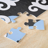 Blaue Blumen Graues Hintergrundmuster Puzzle (Seite)
