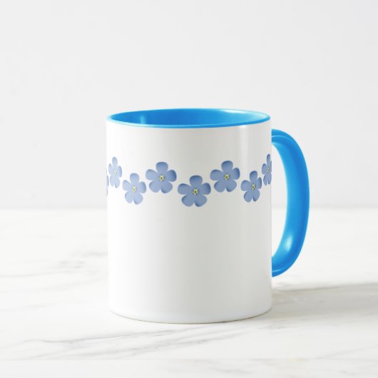 Blaue Blumen-Grenze Tasse (VorderseiteRechts)