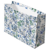 Blaue Blumen Große Geschenktüte (Vorderseite Schrägansicht)