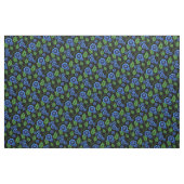 Blaue Blumen/grüne Blätter/Blumenkohl/Schwarz Stoff (Fat Quarter (45,7 x 55,9 cm))