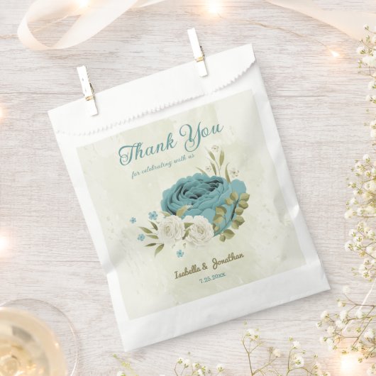 Blaue Blumen Grüne Hochzeit Geschenktütchen (Ausgeschnitten)