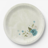 Blaue Blumen Grüne Hochzeit Pappteller (Vorderseite)