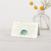 Blaue Blumen Grüne Hochzeit Platzkarte (Rückseite)