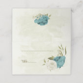 Blaue Blumen Grüne Hochzeit Platzkarte (Außenseite Aufgefaltet)