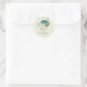 Blaue Blumen Grüne Hochzeit Runder Aufkleber (Tasche)