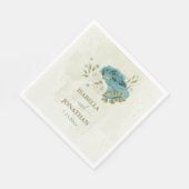 Blaue Blumen Grüne Hochzeit Serviette (Ecke)