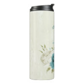 Blaue Blumen Grüne Hochzeit Thermosbecher (Nach links gedreht)