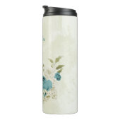 Blaue Blumen Grüne Hochzeit Thermosbecher (Nach rechts gedreht)