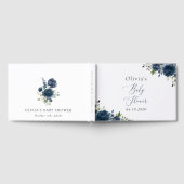 Blaue Blumen, Grünpflanzen, Boho, Babydusche Gästebuch (Voll)