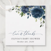 Blaue Blumen, Grünpflanzen, Boho, Babydusche Geschenkanhänger (Vorderseite)