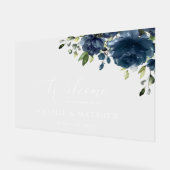 Blaue Blumen, Grünpflanzen, Boho, Begrüßung Acrylschild (Winkel)