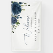 Blaue Blumen, Grünpflanzen, Boho, Begrüßung Banner (Vertikal)