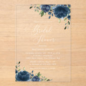 Blaue Blumen, Grünpflanzen, Boho, Brautparty Acryleinladungen (Vorderseite)