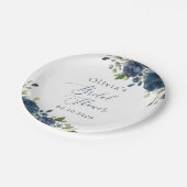 Blaue Blumen, Grünpflanzen, Boho, Brautparty Pappteller (Schrägansicht)