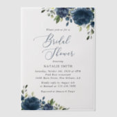 Blaue Blumen, Grünpflanzen, Boho, Brautparty Pergament Einladungen (Vorderseite)