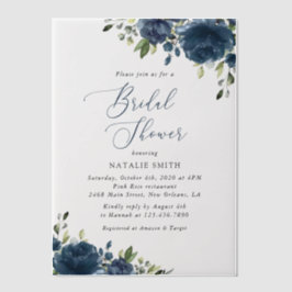 Blaue Blumen, Grünpflanzen, Boho, Brautparty Pergament Einladungen