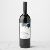 Blaue Blumen, Grünpflanzen, Boho, Brautparty Weinetikett (Vorderseite)