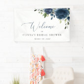 Blaue Blumen, Grünpflanzen, Boho, Bridal Willkomme Banner (Insitu)