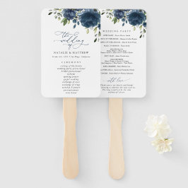 Blaue Blumen, Grünpflanzen, Boho, Hochzeitsprogram Fächer