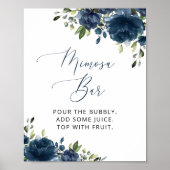 Blaue Blumen, Grünpflanzen, Boho, Mimosa Bar Poster (Vorne)