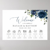 Blaue Blumen, Grünpflanzen, Hochzeitzeitzeitschrif Poster (Vorne)