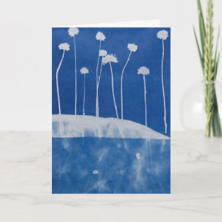 Blaue Blumen Grußkarte mit leerem Innenraum  Karte