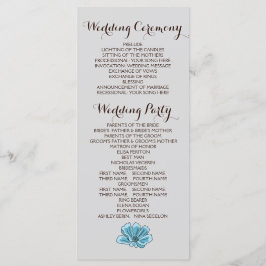 Blaue Blumen & Herz auf dem Holzofenprogramm Programm (Rückseite)