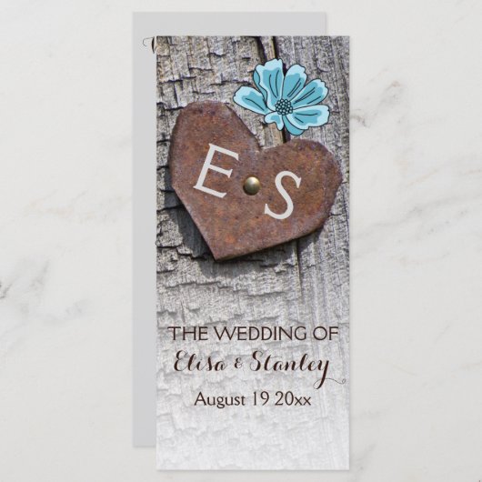 Blaue Blumen & Herz auf dem Holzofenprogramm Programm (Vorne/Hinten)