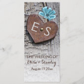 Blaue Blumen & Herz auf dem Holzofenprogramm Programm (Vorderseite)