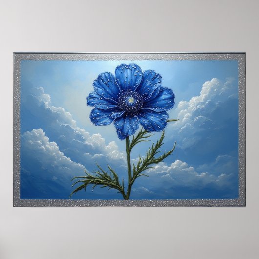 🌼 Blaue Blumen Himmel Wandkunst Für Ruhige Heimde Poster (Vorne)