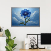 🌼 Blaue Blumen Himmel Wandkunst Für Ruhige Heimde Poster (Heimbüro)