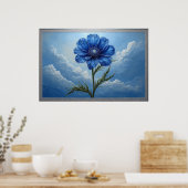 🌼 Blaue Blumen Himmel Wandkunst Für Ruhige Heimde Poster (Küche)