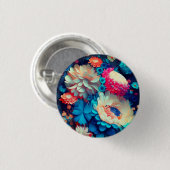 Blaue Blumen Hintergrund-1 Button (Vorne & Hinten)