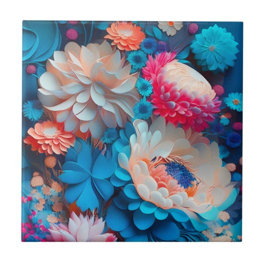Blaue Blumen Hintergrund-1 Fliese (Vorderseite)