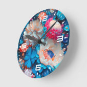 Blaue Blumen Hintergrund-1 Runde Wanduhr (Winkel)