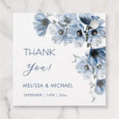 Blaue Blumen Hochzeit Danke Geschenkanhänger (Rückseite)
